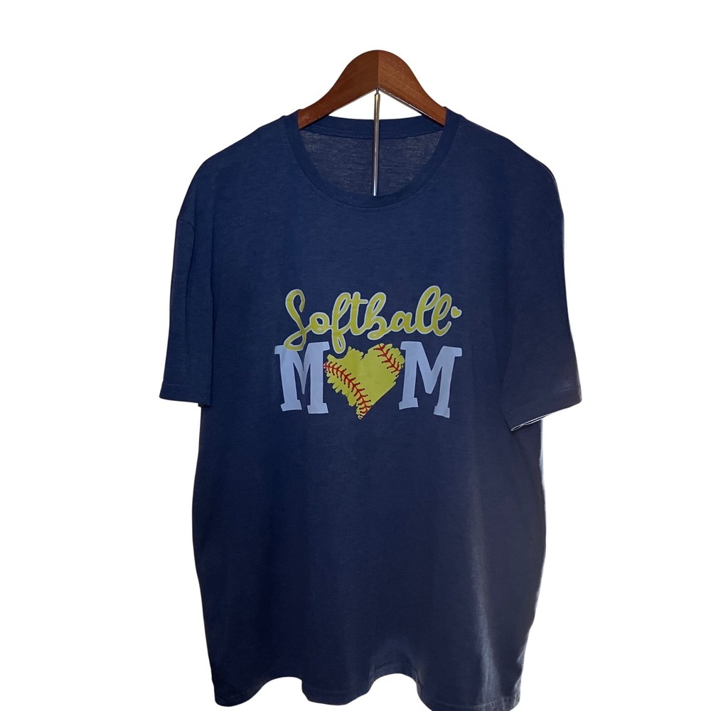 Softball Mom Graphic T Shirt Women's Size 2XL Navy Blue Short Sleeve Casual Tee